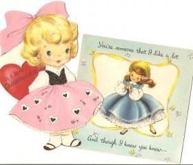 Vintage Hallmark Greeting Card Sweet little girls 1950s cuteness