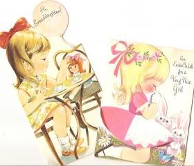 Vintage Hallmark Greeting Card Sweet little girls 1950s cuteness