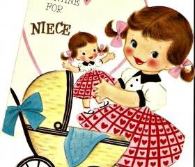 Vintage Hallmark Greeting Card Sweet little girls 1950s cuteness