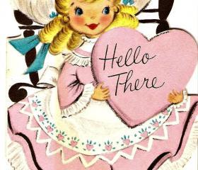 Vintage Hallmark Greeting Card Sweet little girls 1950s cuteness