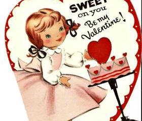 Vintage Hallmark Greeting Card Sweet little girls 1950s cuteness