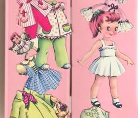 Vintage Paper Doll Magnets in tin