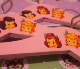 Vintage Style children's hangers set of 3. Sweet, retro, kitsch.