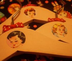 Vintage Style children's hangers set of 3. Sweet, retro, kitsch.