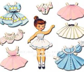 Vintage Paper Doll Magnets in tin